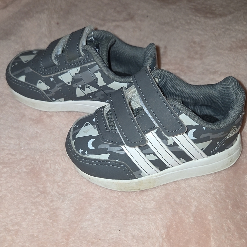 adidas Gray Kids Sneakers with Velcro